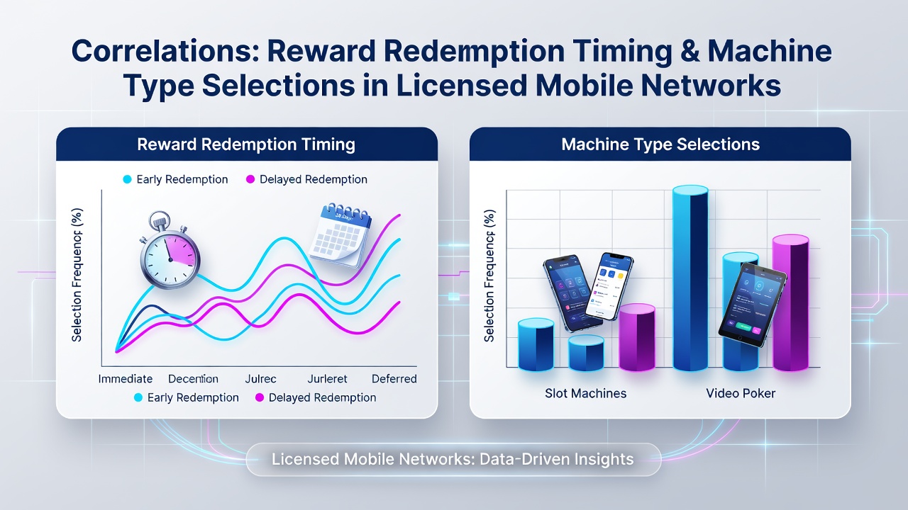 Mobile casino interface displaying reward redemption timing options alongside machine selection screens