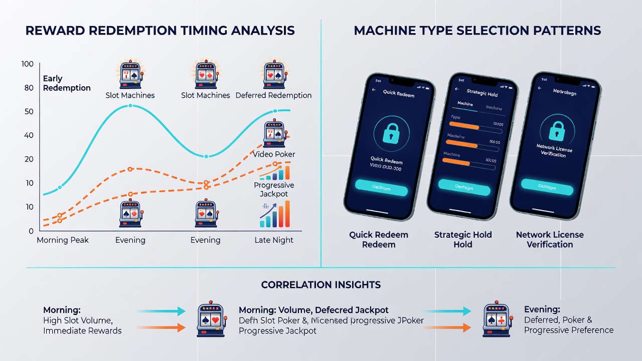 Data visualization chart showing correlations between reward redemption timing and selections of different machine types in mobile networks