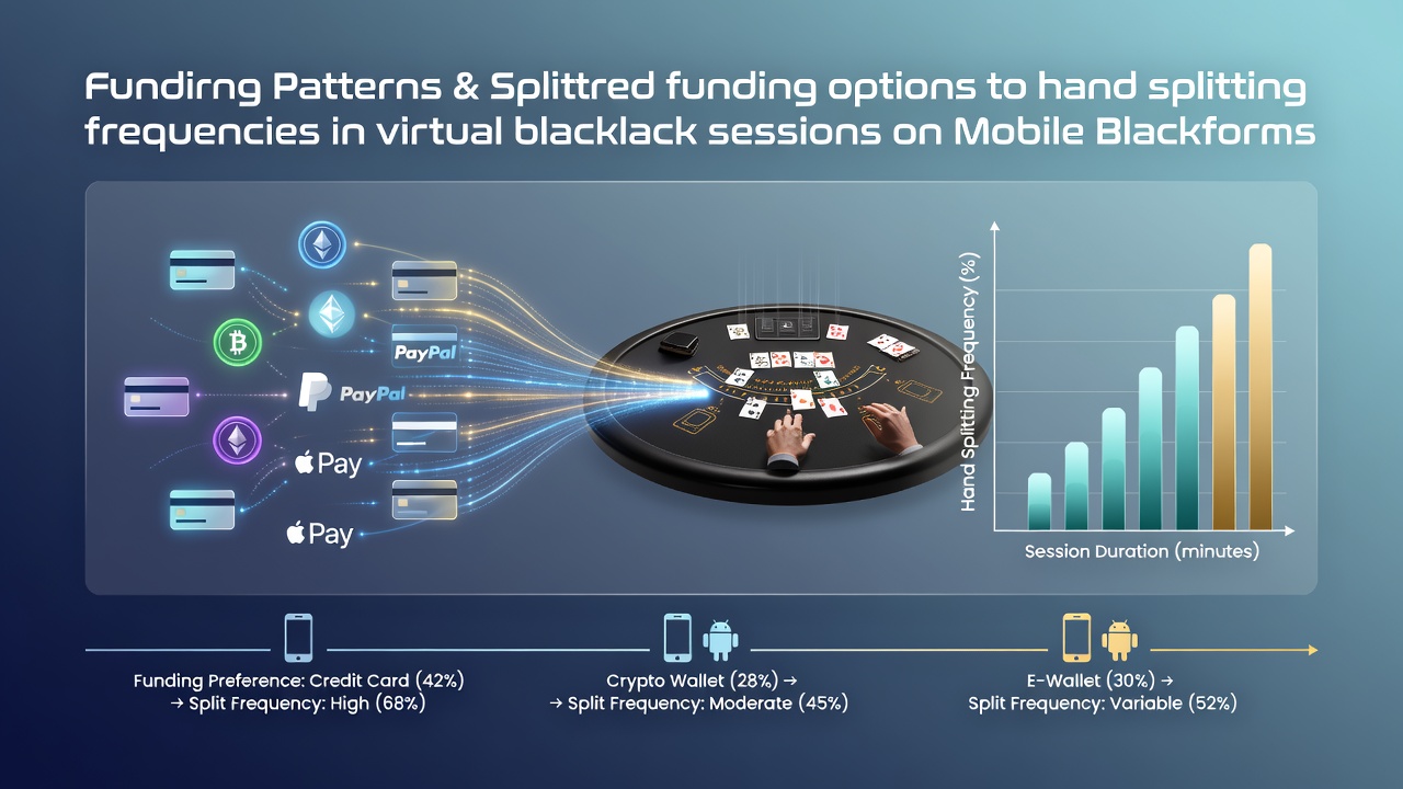 Mobile blackjack interface showing hand splitting options alongside digital payment selection screen