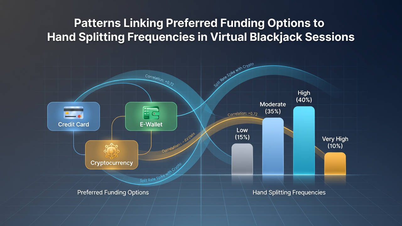 Data visualization chart comparing funding method speeds with observed hand splitting rates in mobile blackjack