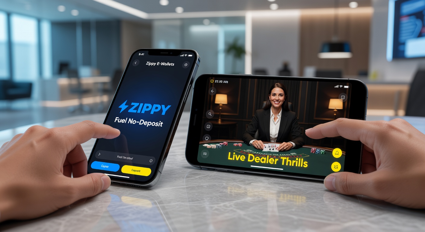 Smartphone screen showing a live dealer roulette game with a zippy e-wallet deposit prompt active during a no-deposit bonus session